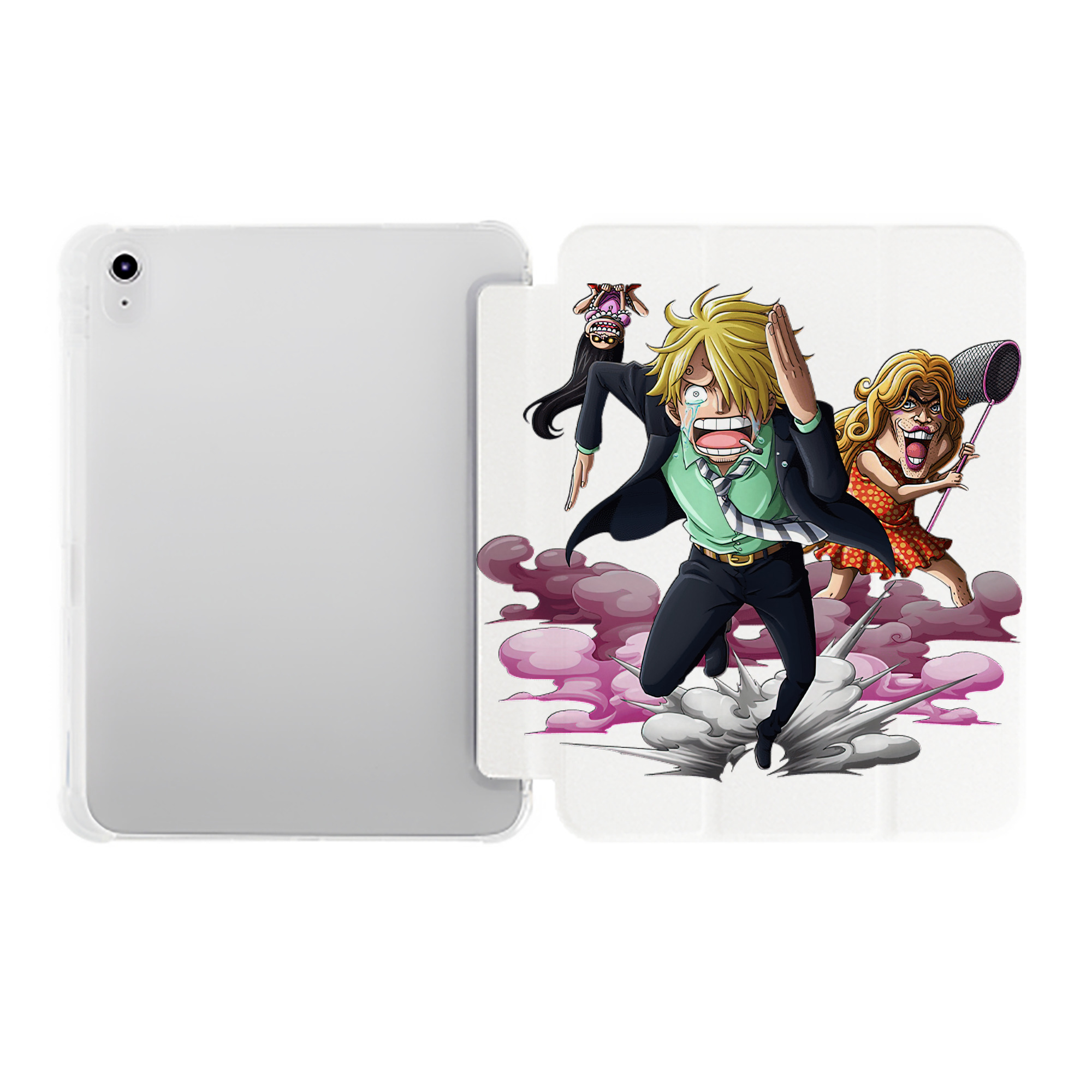 （画像用） ワンピース サンジ ONE PIECE Sanji IPad ケース ペン収納付き 三つ折りスタンド PUレザー×シリコン 対応機種9.5/10.5/10.9インチ
